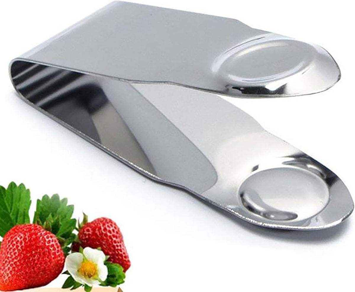 Stainless Steel Strawberry Huller & Stem Remover – Fruit Corer for Potatoes, Pineapples, Carrots, Tomatoes – Kitchen Gadget, Silver, 2.8 inches
