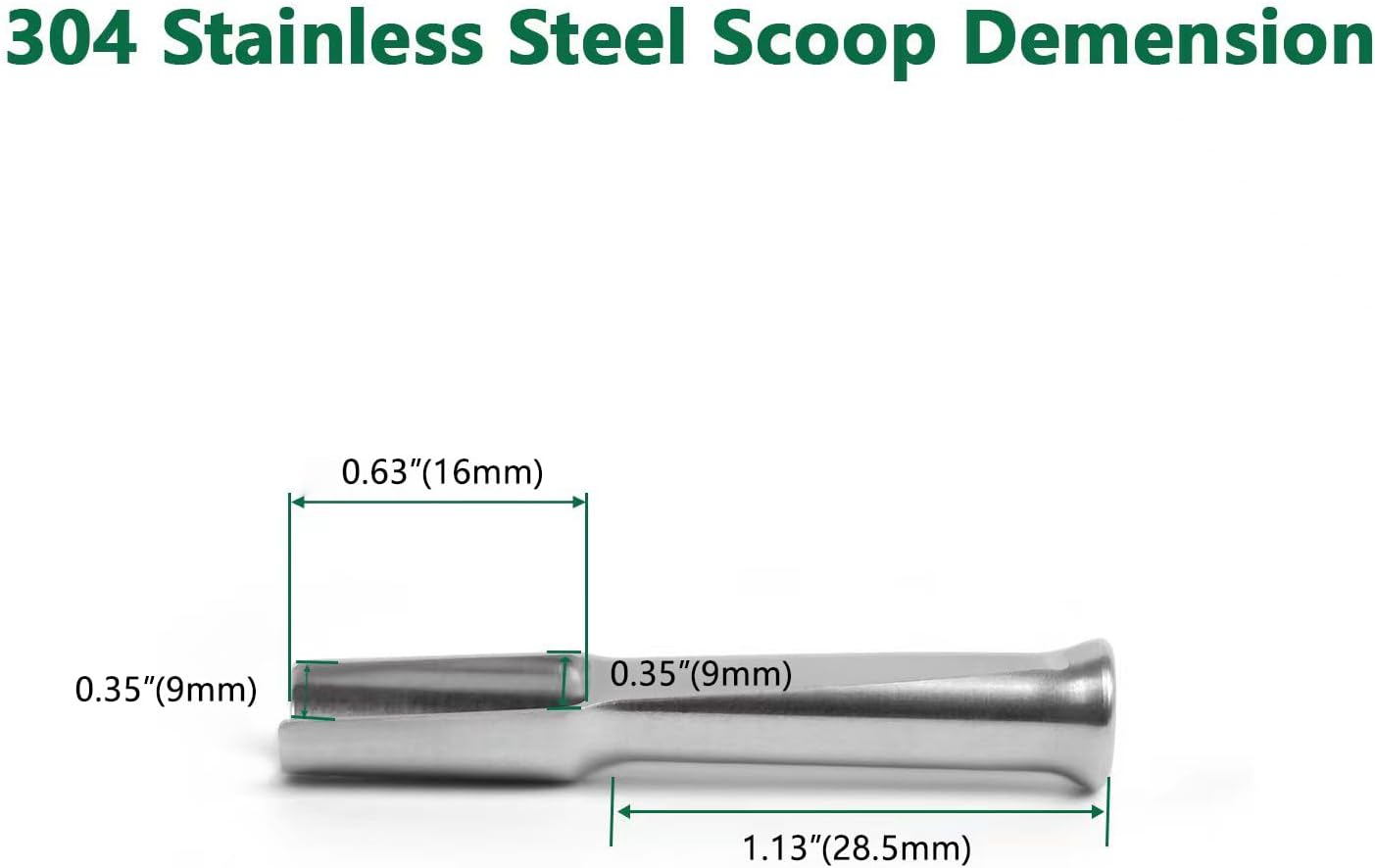 Mini SS304 stainless steel scoop with tamp tool,0.1 gram capacity 1.79 inch spoon for multi-purpose use sugar salt powder spices dishwashers safe for kitchen laboratory