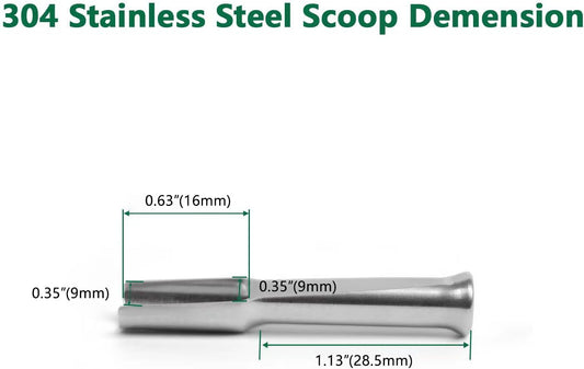 Mini SS304 stainless steel scoop with tamp tool,0.1 gram capacity 1.79 inch spoon for multi-purpose use sugar salt powder spices dishwashers safe for kitchen laboratory