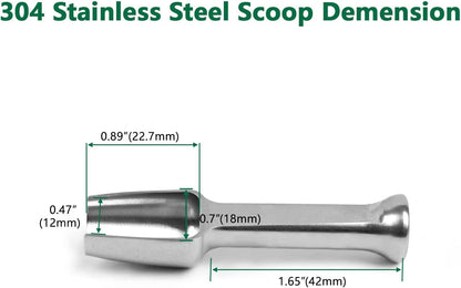 Mini SS304 stainless steel scoop with tamp tool,0.1 gram capacity 1.79 inch spoon for multi-purpose use sugar salt powder spices dishwashers safe for kitchen laboratory