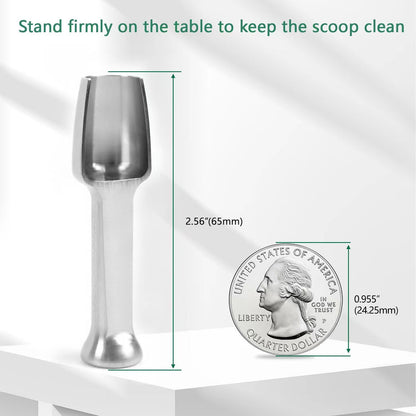 Mini SS304 stainless steel scoop with tamp tool,0.1 gram capacity 1.79 inch spoon for multi-purpose use sugar salt powder spices dishwashers safe for kitchen laboratory