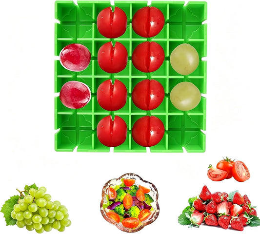 Grape Slicer Cutter, Strawberry Cherry Tomato Slicer | Cutting 16 Pieces in Second,Half or Quarter Cutting Tool for Salad and Kids Baby Toddler Snacks (Green)