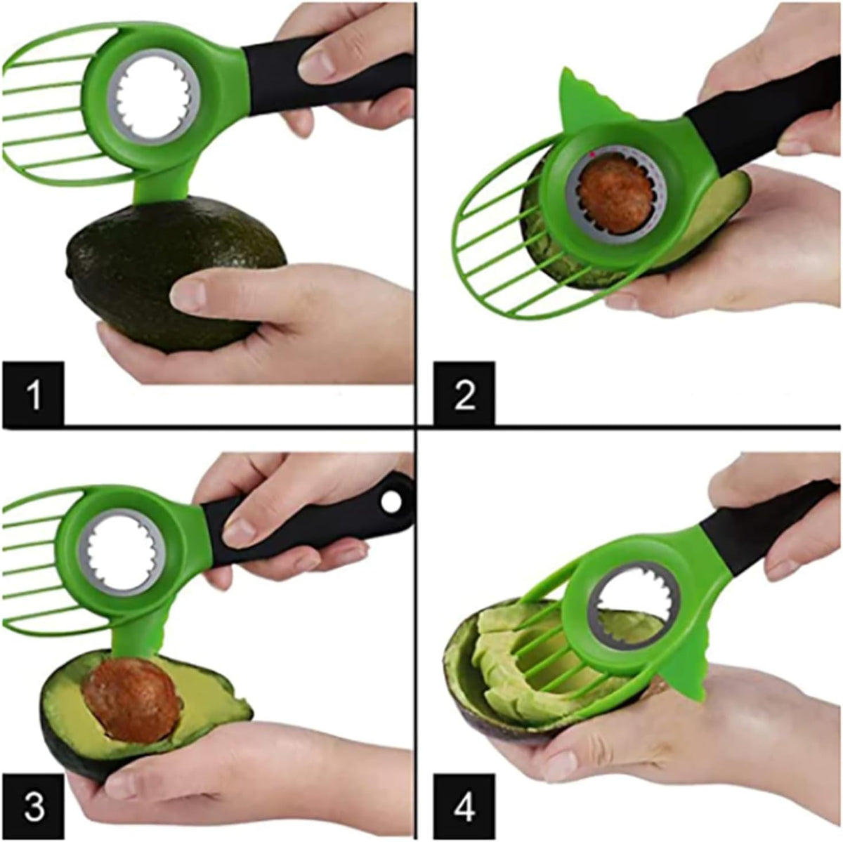 3-in-1 Avocado Slicer Tool - Avocado Cutter, Corer, Peeler & Knife with Stainless Steel Digger | Kitchen Gadget for Avocado & Fruits