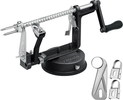 Apple Peeler Corer, Long lasting Chrome Cast Magnesium Alloy Apple Peeler Slicer Corer with Stainless Steel Blades and Powerful Suction Base for Apples and Potato(Red)