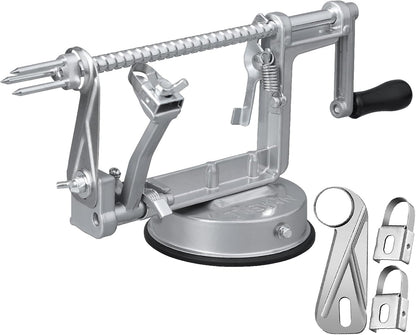 Apple Peeler Corer, Long lasting Chrome Cast Magnesium Alloy Apple Peeler Slicer Corer with Stainless Steel Blades and Powerful Suction Base for Apples and Potato(Red)