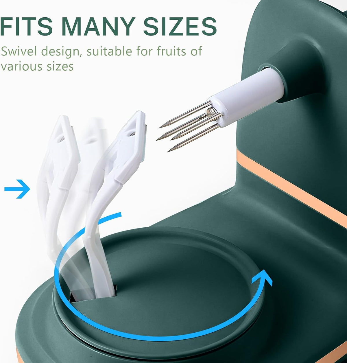 Manual Hand Crank Apple Peeler, Corer and Slicer – Suction Non Slip Counter Grips - Stainless Steel Blades – Peels, Cores and Cuts in Seconds for Home Kitchen (green, apple cutter 8 slices)