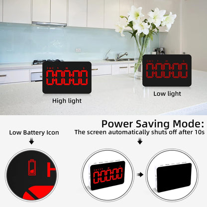 Kitchen Digital Timer, Count Down Up, Rechargeable, Vibration Mode | Adjustable Volume and Brightness LED Display, Time Management Cook, Desk, Kids Adults Study Teaching, Kitchen Gadgets RGB