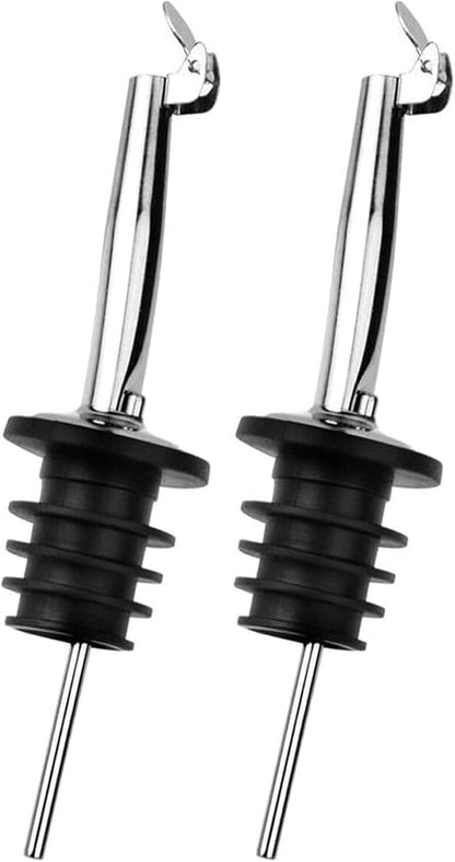 2 Pack Liquor Pour Spout, Auto Flip Olive Oil Dispenser Spout, Pour Spout for Liquor Bottles, Olive Oil Spout, Bottle Pourers for Alcohol Wine Syrup Home Bar Accessories Silver