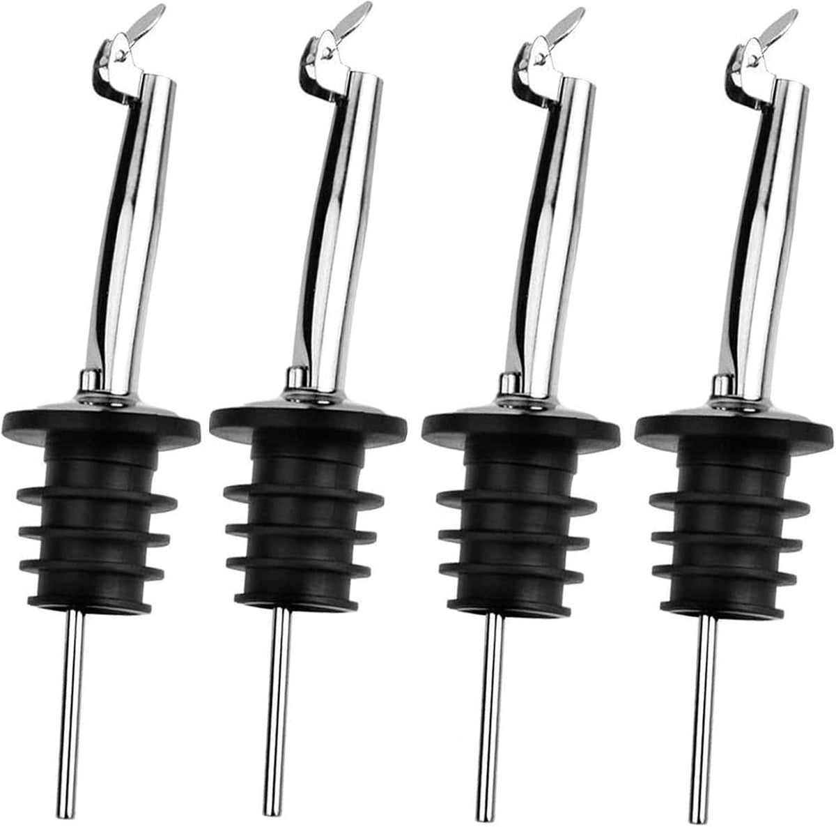 2 Pack Liquor Pour Spout, Auto Flip Olive Oil Dispenser Spout, Pour Spout for Liquor Bottles, Olive Oil Spout, Bottle Pourers for Alcohol Wine Syrup Home Bar Accessories Silver
