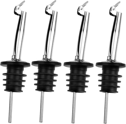 2 Pack Liquor Pour Spout, Auto Flip Olive Oil Dispenser Spout, Pour Spout for Liquor Bottles, Olive Oil Spout, Bottle Pourers for Alcohol Wine Syrup Home Bar Accessories Silver