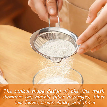 2 Pcs 8.5 cm/3.3 Inch Fine Mesh Strainer, Small