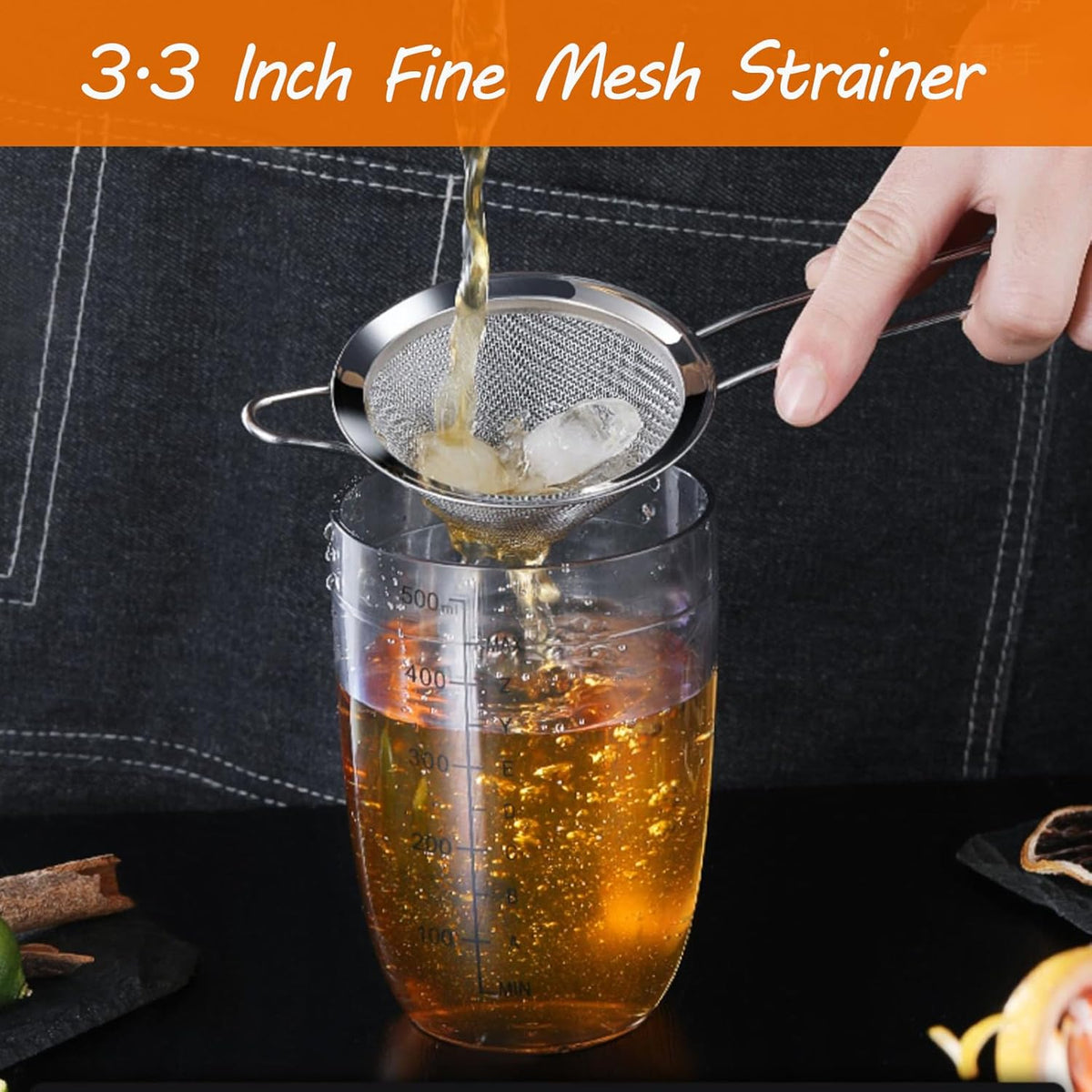 2 Pcs 8.5 cm/3.3 Inch Fine Mesh Strainer, Small
