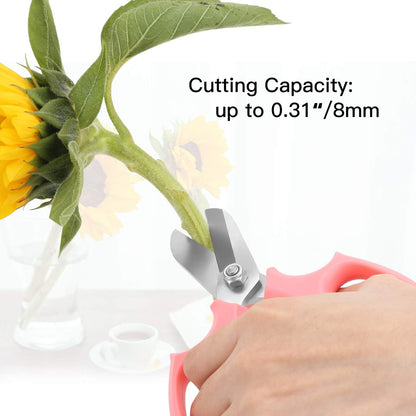 Flower Scissors, Premium Steel Garden Pruning Shears, Pink