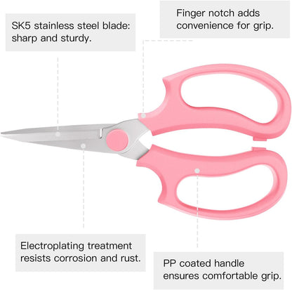 Flower Scissors, Premium Steel Garden Pruning Shears, Pink