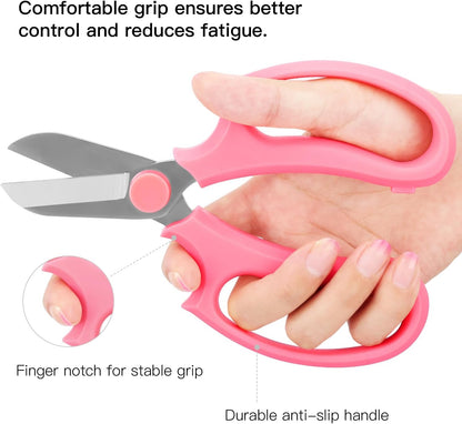 Flower Scissors, Premium Steel Garden Pruning Shears, Pink