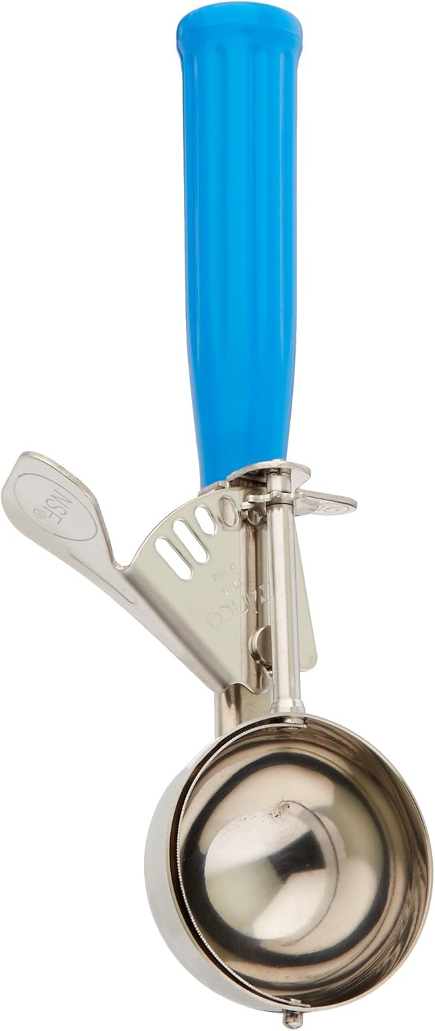 No.16 Ice Cream Disher with Plastic Handle, Size 16, 2 3/4 oz capacity, Blue, Stainess Steel