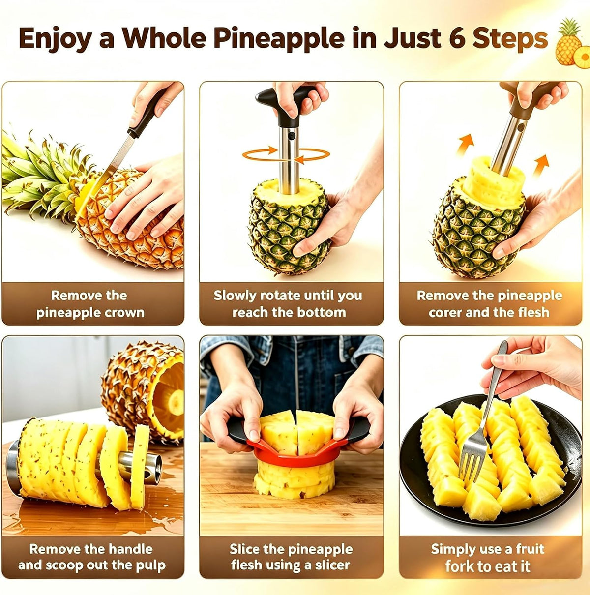 Pineapple Corer and Slicer,Stainless Steel Pineapple Cutter Tool