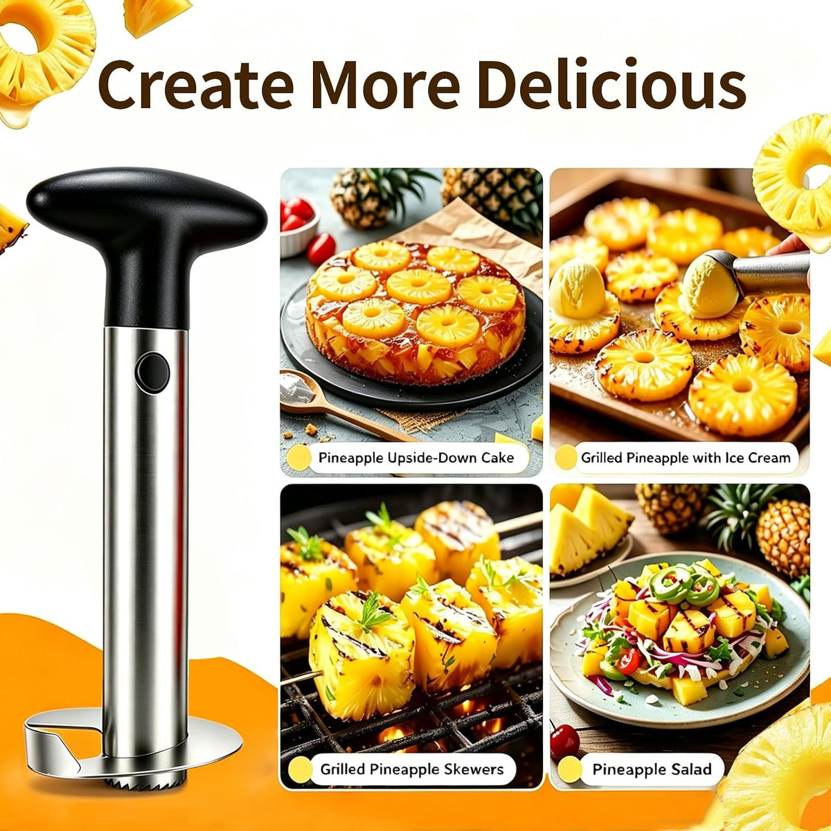 Pineapple Corer and Slicer,Stainless Steel Pineapple Cutter Tool