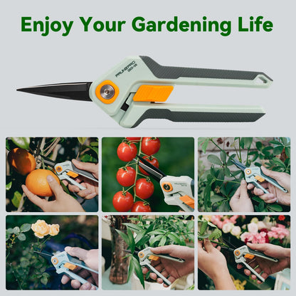 Garden Scissors Pruning Shears Sharp Stainless Steel Non-Stick Teflon Coating Blade for Precise Cuts Garden Snip Bonsai Clippers for Plants Rose Flower
