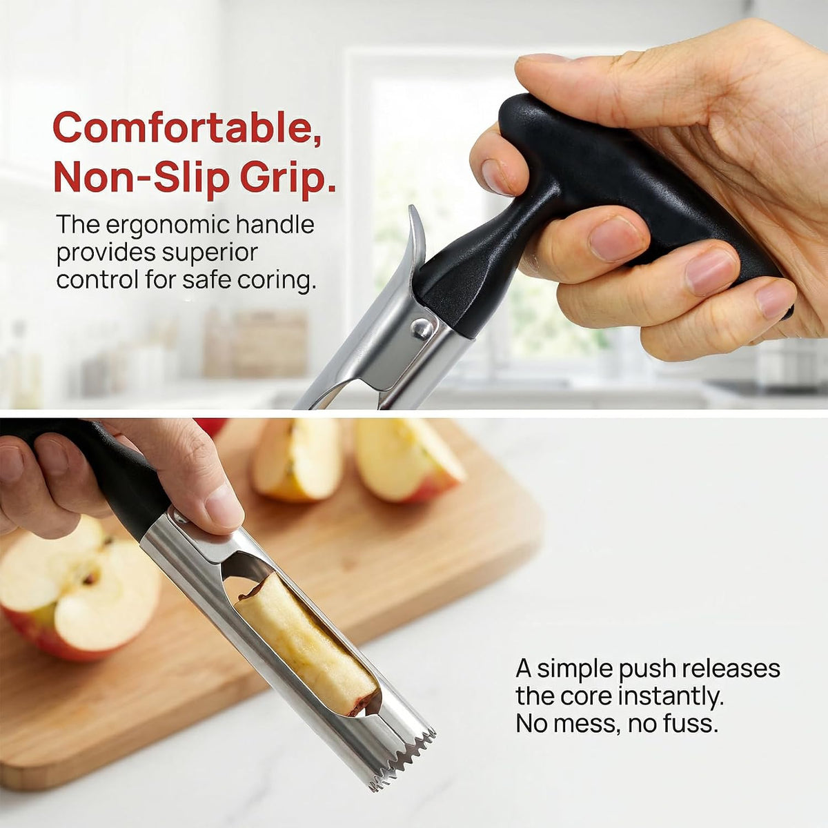 Apple Corer Tool, Stainless Steel Core Remover with Easy Core Release