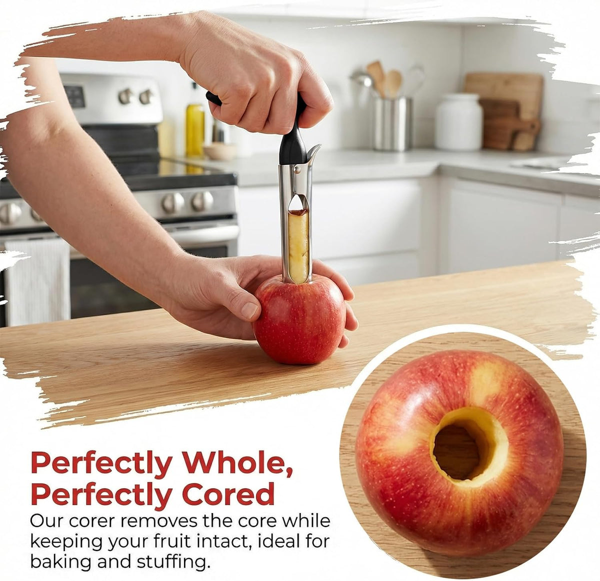 Apple Corer Tool, Stainless Steel Core Remover with Easy Core Release