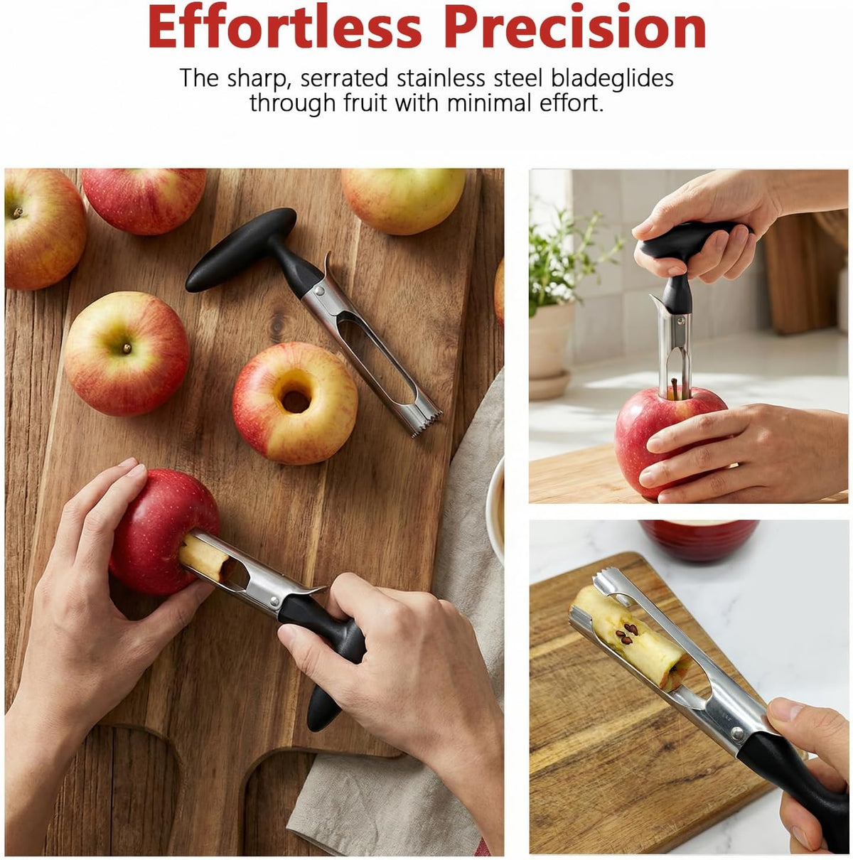 Apple Corer Tool, Stainless Steel Core Remover with Easy Core Release