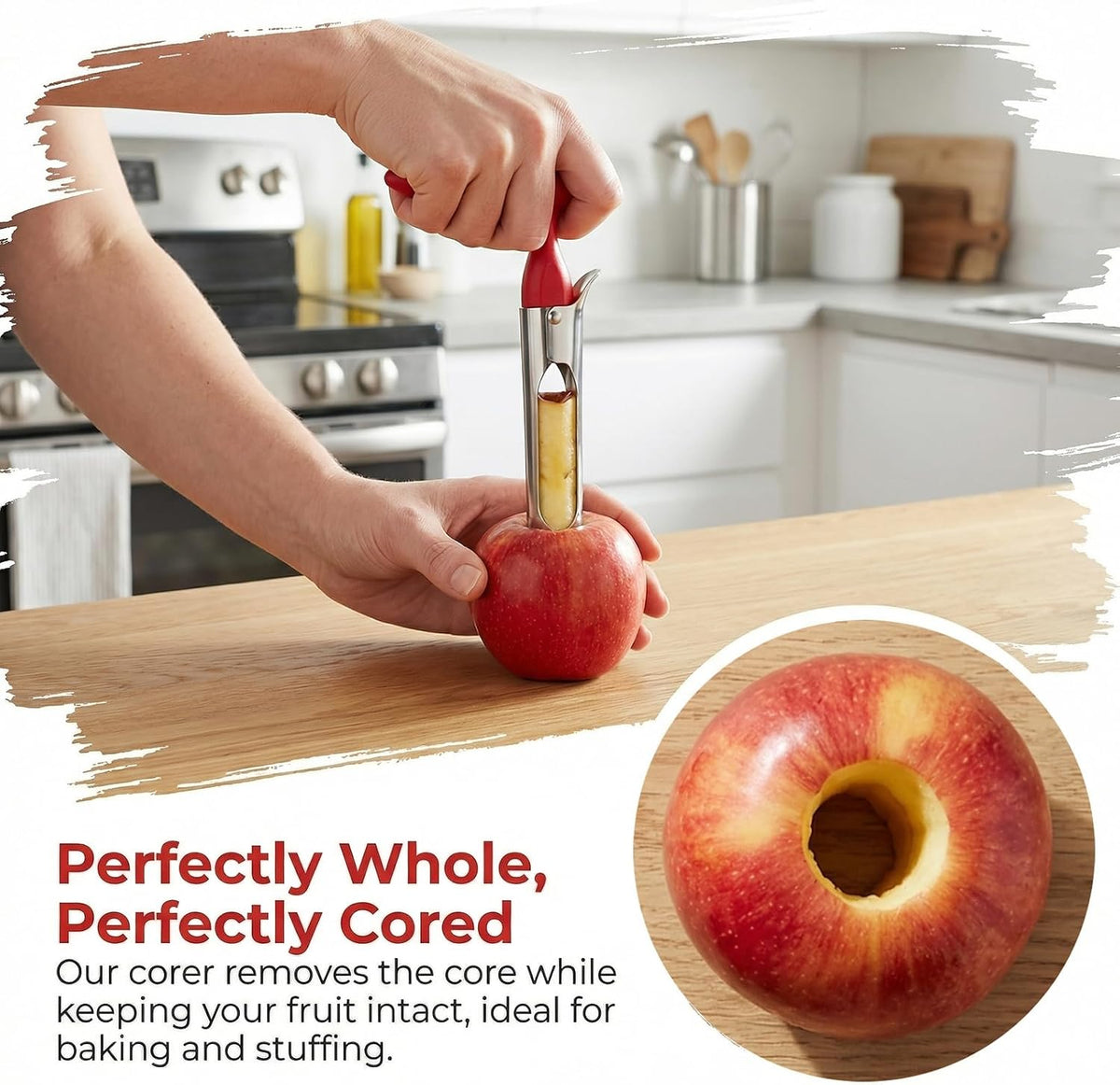 Apple Corer Tool, Stainless Steel Core Remover with Easy Core Release