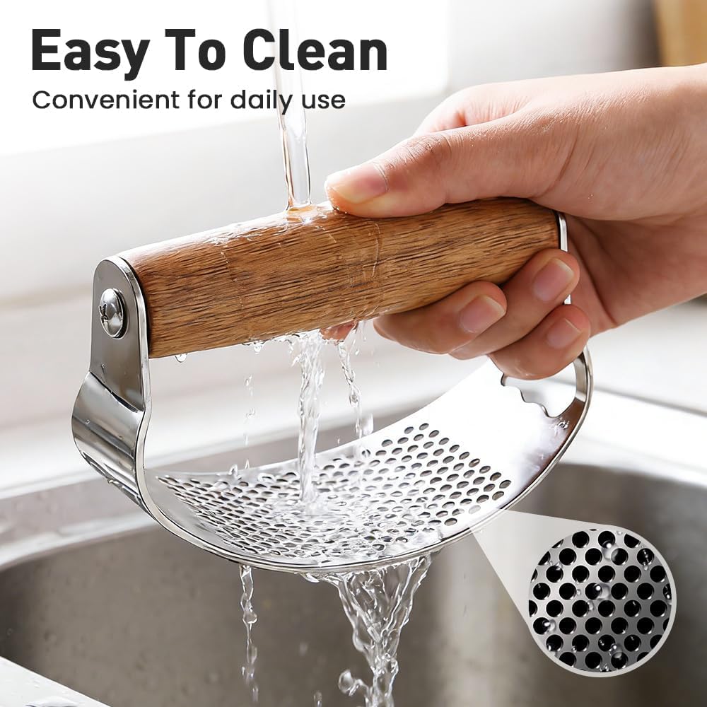 Garlic Press Rocker 2026 New,Portable Manual Stainless Steel Garlic Press Rocker Crusher Masher with Garlic Peeling Drum for Home Kitchen Utensils Garlic Crusher