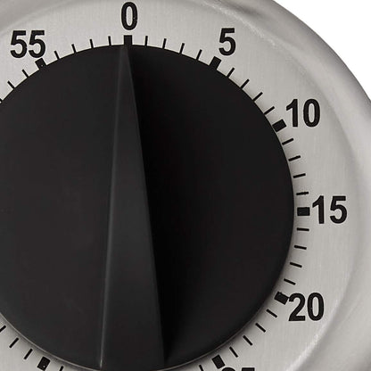 CDN Compact 60-Minute Mechanical Timer | Easy-to-Read 2.5” Dial | Loud 3-Second Alarm | Ideal for Cooking or Baking | Countertop or Wall Mountable | Silver Finish | MT1