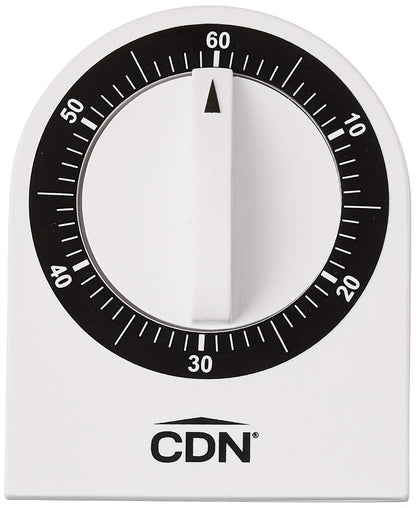 CDN Compact 60-Minute Mechanical Timer | Easy-to-Read 2.5” Dial | Loud 3-Second Alarm | Ideal for Cooking or Baking | Countertop or Wall Mountable | Silver Finish | MT1
