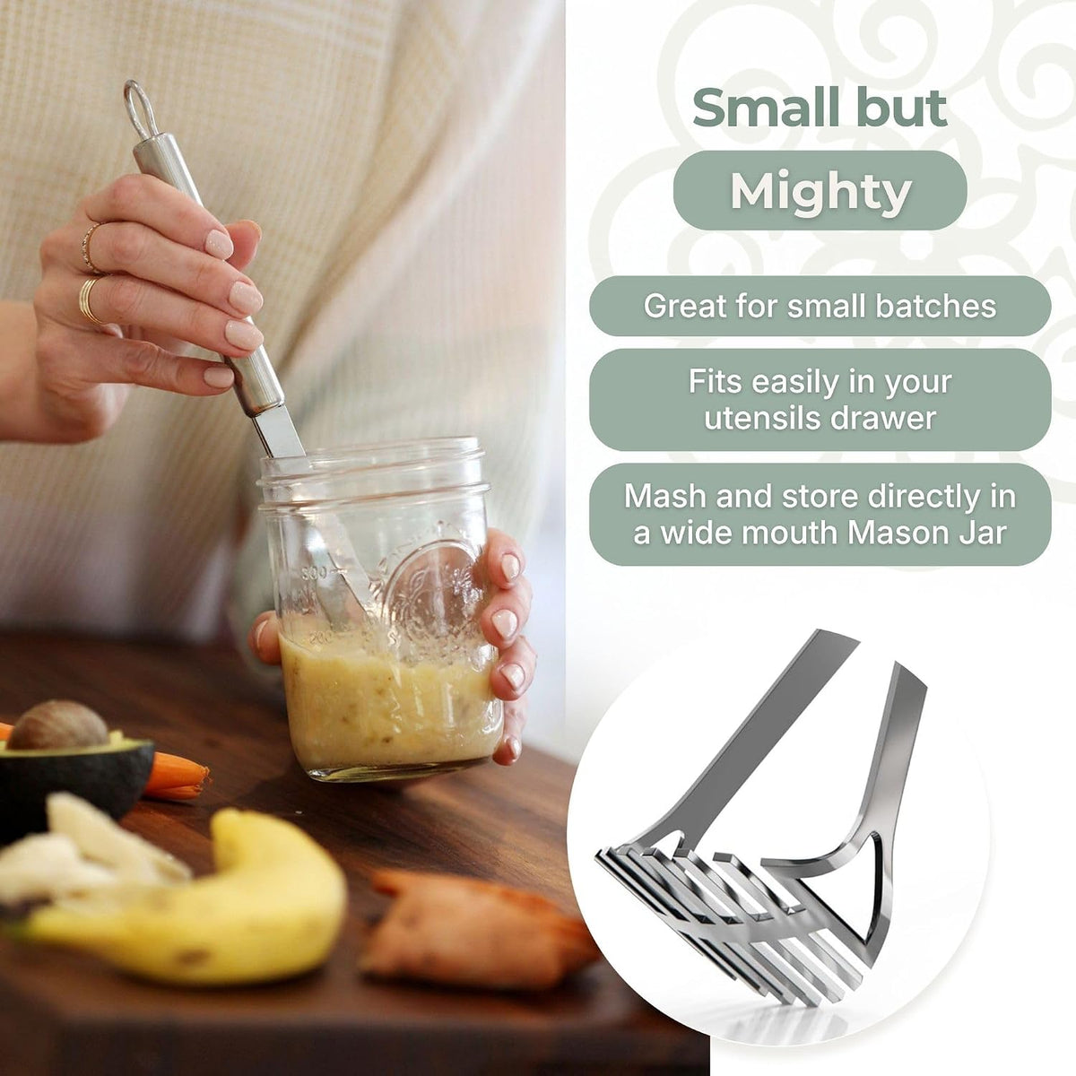 Mighty Masher, Baby Food Masher, Stainless Steel Smasher