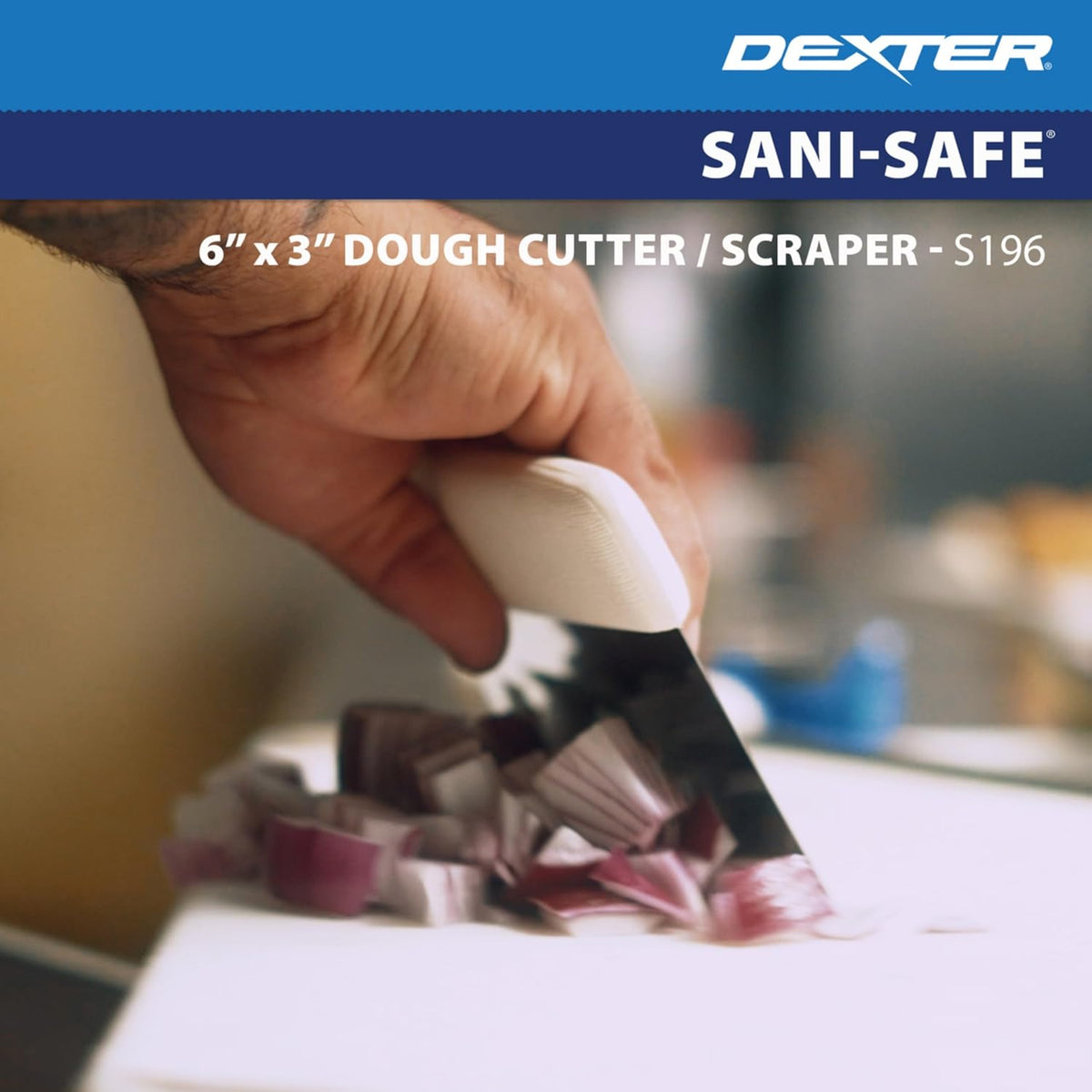 S196Y Sani-Safe 17303Y Dough Cutter/Scraper, 6" x 3" Stainless Steel Blade with Textured Yellow Polypropylene Handle, Bakery and Pastry Dough Scraper, NSF, Made in USA