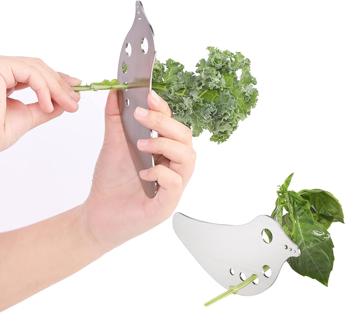 Herb Stripper,Stainless Steel Kitchen Herb Leaf Stripping Tool with holes Metal Herb Chopper for Kale,Chard,Collard Greens,Parsley,Thyme,Basil,Taragon,Rosemary
