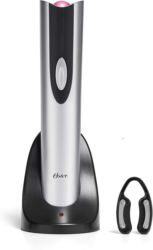 Cordless Electric Wine Bottle Opener with Foil Cutter, Silver