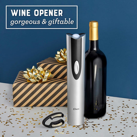 Cordless Electric Wine Bottle Opener with Foil Cutter, Silver