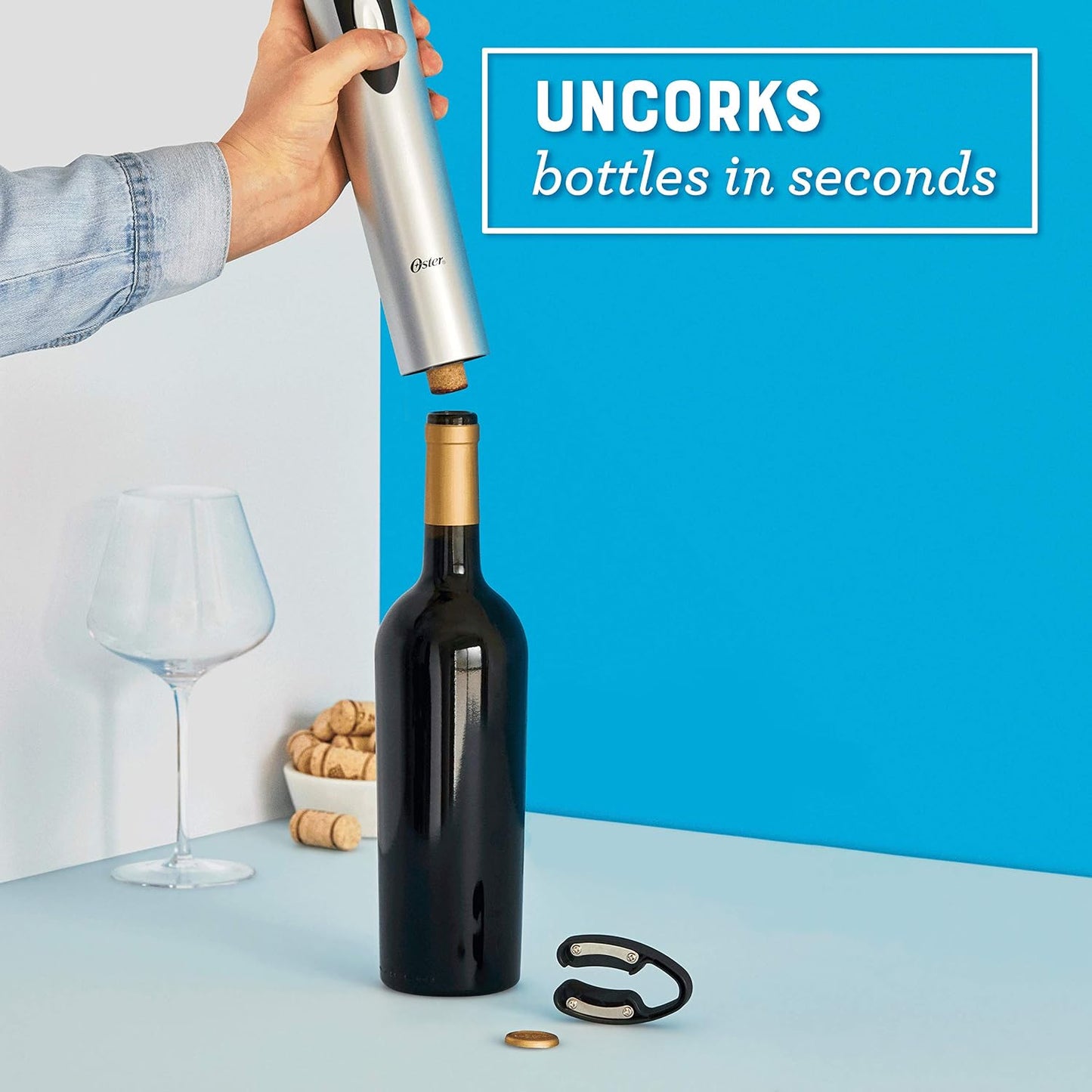 Cordless Electric Wine Bottle Opener with Foil Cutter, Silver