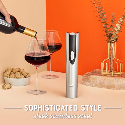 Cordless Electric Wine Bottle Opener with Foil Cutter, Silver