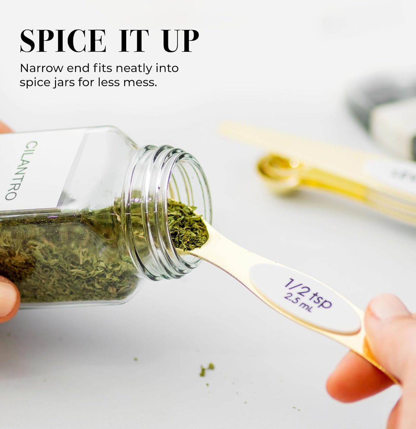 Stainless Steel Magnetic Measuring Spoons Set with Leveler | 8-Piece, Dual Sided, Stackable, BPA Free, Stainless Steel Measuring Spoons for Dry & Liquid Ingredient - Fits in Spice Jars