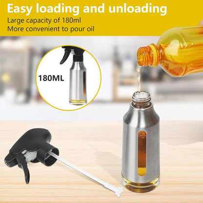 Spray Bottle,180ml Olive Oil Sprayer for Cooking,Stainless Steel Oil Spray Bottle Mister for Air Fryer,Canola Spritzer Bottles for BBQ, Salad, Vinegar,Kitchen Baking, Roasting
