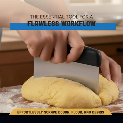 6” x 3” Dough Cutter/Scraper – S196B, Stainless Steel Blade with Black Textured Handle, Sani-Safe Series, NSF Certified, Made in USA