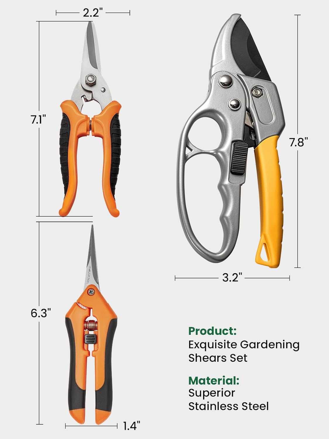 3 Packs 6.5 Inch Pruning Shears Gardening Hand Pruning Snips Gardening Scissors with Straight Stainless Steel Precision Blades