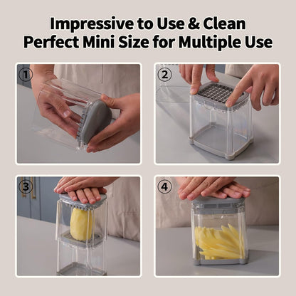 French Fry Cutter, Potato Onion Cutter, Professional Homestyle Vegetable Chopper Dicer, Great for Potatoes Carrots Cucumbers Zucchini Pepper (Fog Gray)