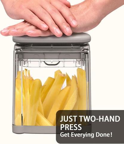 French Fry Cutter, Potato Onion Cutter, Professional Homestyle Vegetable Chopper Dicer, Great for Potatoes Carrots Cucumbers Zucchini Pepper (Fog Gray)