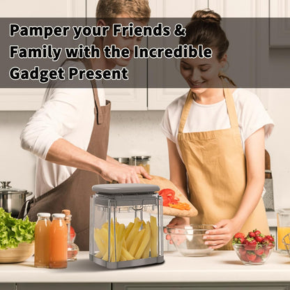 French Fry Cutter, Potato Onion Cutter, Professional Homestyle Vegetable Chopper Dicer, Great for Potatoes Carrots Cucumbers Zucchini Pepper (Fog Gray)