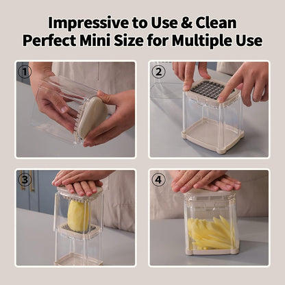 French Fry Cutter, Potato Onion Cutter, Professional Homestyle Vegetable Chopper Dicer, Great for Potatoes Carrots Cucumbers Zucchini Pepper (Fog Gray)
