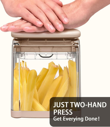 French Fry Cutter, Potato Onion Cutter, Professional Homestyle Vegetable Chopper Dicer, Great for Potatoes Carrots Cucumbers Zucchini Pepper (Fog Gray)