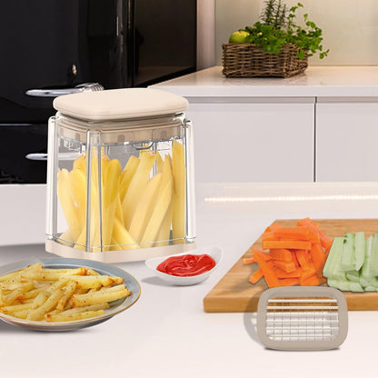 French Fry Cutter, Potato Onion Cutter, Professional Homestyle Vegetable Chopper Dicer, Great for Potatoes Carrots Cucumbers Zucchini Pepper (Fog Gray)