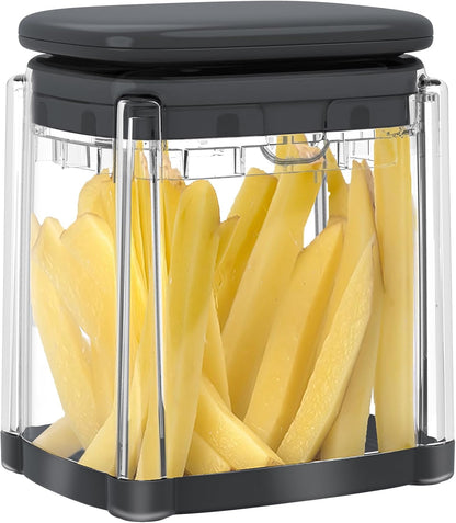 French Fry Cutter, Potato Onion Cutter, Professional Homestyle Vegetable Chopper Dicer, Great for Potatoes Carrots Cucumbers Zucchini Pepper (Fog Gray)