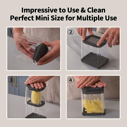 French Fry Cutter, Potato Onion Cutter, Professional Homestyle Vegetable Chopper Dicer, Great for Potatoes Carrots Cucumbers Zucchini Pepper (Fog Gray)