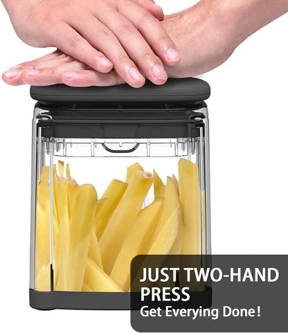 French Fry Cutter, Potato Onion Cutter, Professional Homestyle Vegetable Chopper Dicer, Great for Potatoes Carrots Cucumbers Zucchini Pepper (Fog Gray)